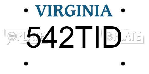 542TID Virginia License Plate