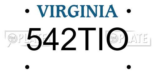542TIO Virginia License Plate