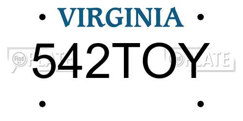 542TOY Virginia License Plate