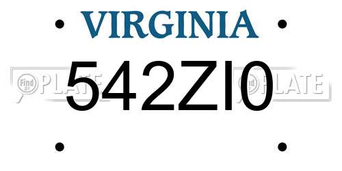 542ZI0 Virginia License Plate
