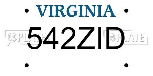 542ZID Virginia License Plate