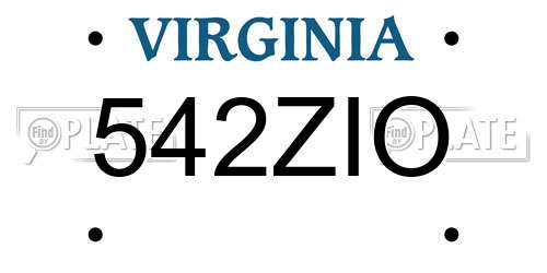542ZIO Virginia License Plate