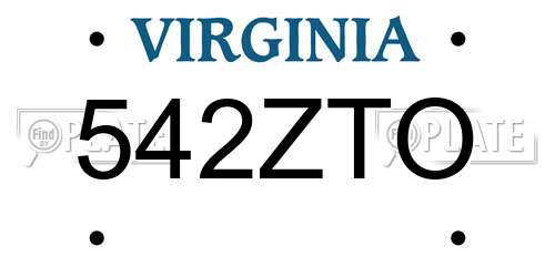 542ZTO Virginia License Plate