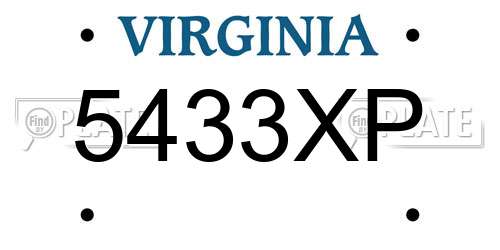 5433XP Virginia License Plate