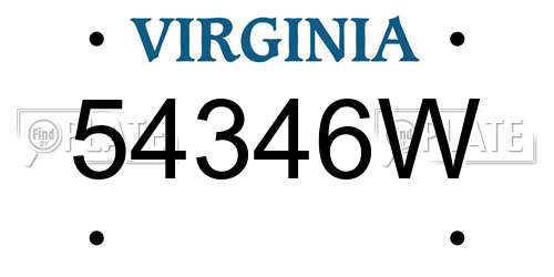 54346W Virginia License Plate