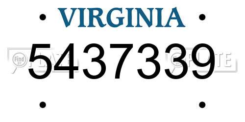 5437339 Virginia License Plate
