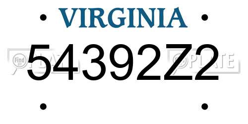 54392Z2 Virginia License Plate