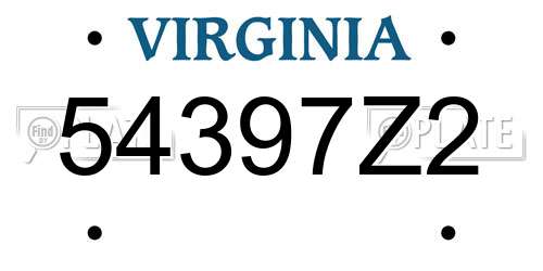 54397Z2 Virginia License Plate