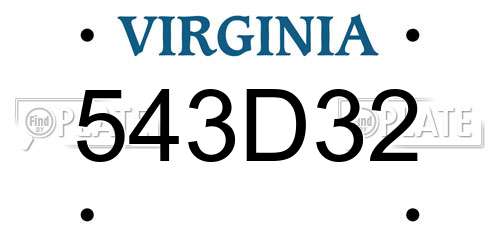 543D32 Virginia License Plate