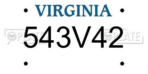 543V42 Virginia License Plate