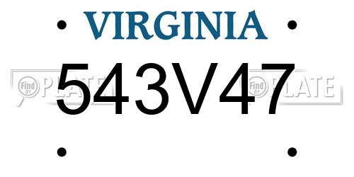 543V47 Virginia License Plate