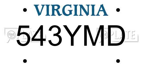 543YMD Virginia License Plate