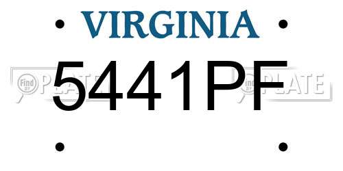 5441PF Virginia License Plate