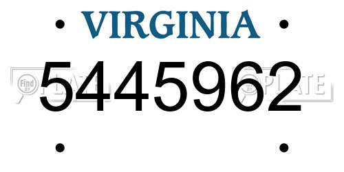 5445962 Virginia License Plate