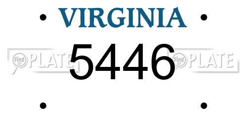 5446 Virginia License Plate