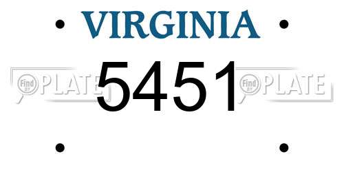 5451 Virginia License Plate