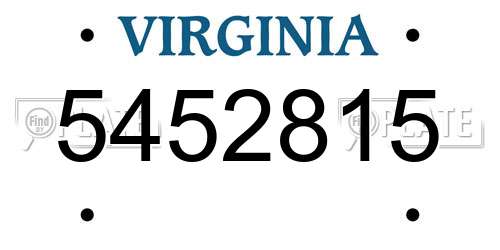5452815 Virginia License Plate
