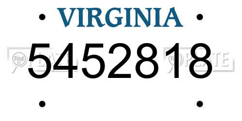 5452818 Virginia License Plate