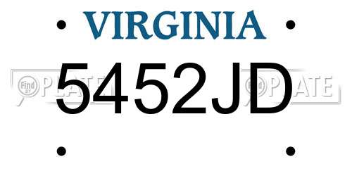 5452JD Virginia License Plate