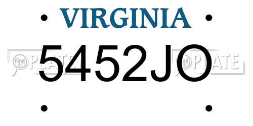 5452JO Virginia License Plate
