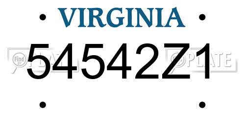 54542Z1 Virginia License Plate
