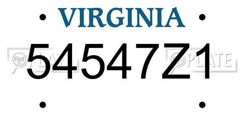 54547Z1 Virginia License Plate