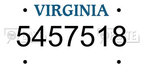 5457518 Virginia License Plate