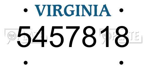 5457818 Virginia License Plate