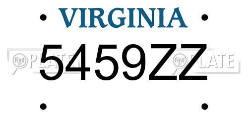 5459ZZ Virginia License Plate