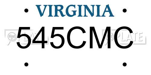 545CMC Virginia License Plate