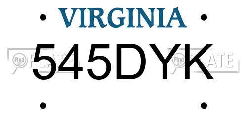 545DYK Virginia License Plate