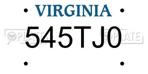545TJ0 Virginia License Plate