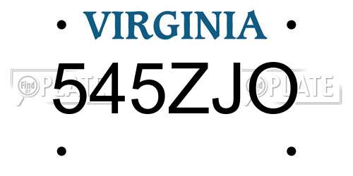 545ZJO Virginia License Plate