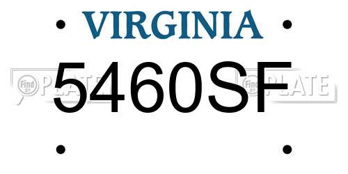5460SF Virginia License Plate