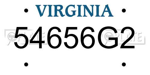 54656G2 Virginia License Plate