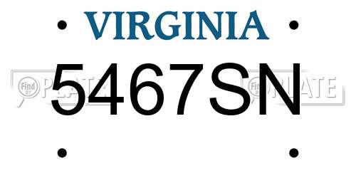 5467SN Virginia License Plate
