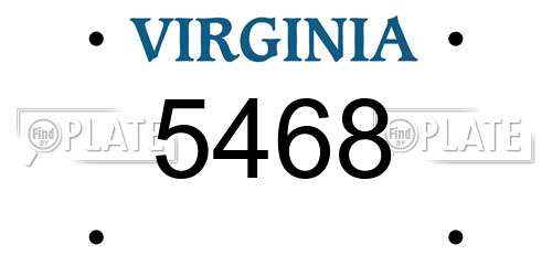 5468 Virginia License Plate