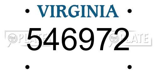 546972 Virginia License Plate