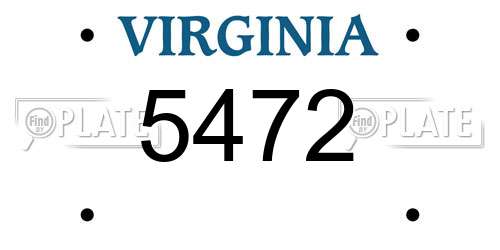 5472 Virginia License Plate