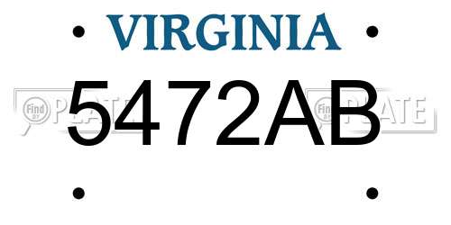 5472AB Virginia License Plate