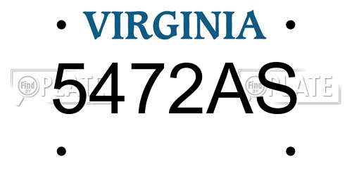 5472AS Virginia License Plate