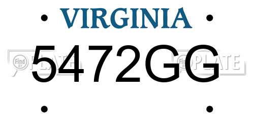 5472GG Virginia License Plate
