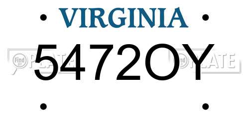 5472OY Virginia License Plate