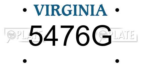 5476G Virginia License Plate