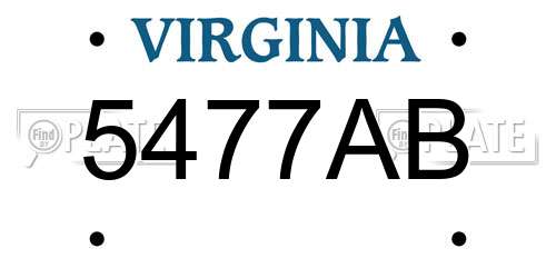 5477AB Virginia License Plate