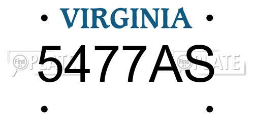 5477AS Virginia License Plate