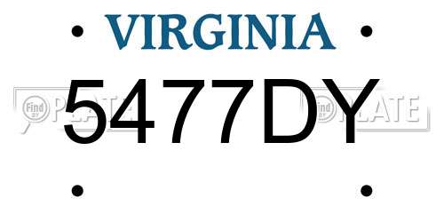 5477DY Virginia License Plate