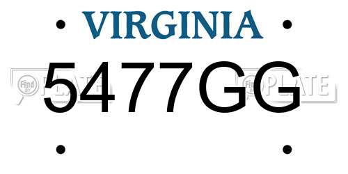 5477GG Virginia License Plate