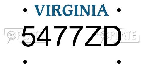 5477ZD Virginia License Plate
