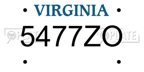 5477ZO Virginia License Plate